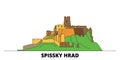 Slovakia, Spissky Hrad flat landmarks vector illustration. Slovakia, Spissky Hrad line city with famous travel sights