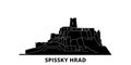 Slovakia, Spissky Hrad flat travel skyline set. Slovakia, Spissky Hrad black city vector illustration, symbol, travel