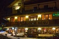 SLOVAKIA, TATRANSKA LOMNICA - JANUARY 05, 2015: Traditional restaurant in Tatranska Lomnica at winter night.