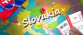 Slovakia travel concept map background with planes,tickets. Visit Slovakia travel and tourism destination concept. Slovakia flag