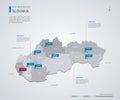 Slovakia vector map with infographic elements, pointer marks