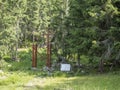 Slovakia, Western Tatra mountain, July 2, 2019: Entrance to memorial to respect death climbers and hikers in tatra