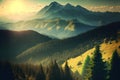 Slovakian Carpathian mountain and forest panorama in the sun Royalty Free Stock Photo