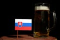 Slovakian flag with beer mug on black