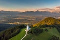 Slovenia - Aerial view resort Lake Bled. Aerial FPV drone photography Royalty Free Stock Photo