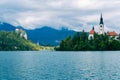 Slovenia bled lake view church castle clouds water roadtrip