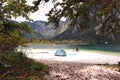 Slovenia camping on Lake Bohinj Royalty Free Stock Photo