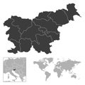 Slovenia - detailed country outline and location on world map.