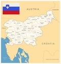 Slovenia - detailed map with administrative divisions and country flag.