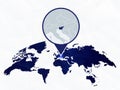 Slovenia detailed map highlighted on blue rounded World Map