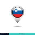 Slovenia flag map pin vector design template. Royalty Free Stock Photo