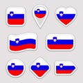 Slovenia flag vector set. Slovenian national flags stickers collection. Isolated icons. Traditional colors. Web, sports pages, pat