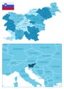 Slovenia - highly detailed blue map