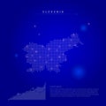 Slovenia illuminated map with glowing dots. Dark blue space background. Vector illustration