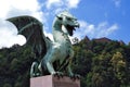 Slovenia Ljubljana Dragon at Zmajski Most Royalty Free Stock Photo