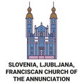 Slovenia, Ljubljana, Franciscan Church Of The Annunciation travel landmark vector illustration