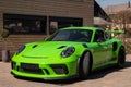 Green Porsche 911 GT3RS sportcar