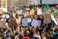 Slovenia, Ljubljana 15.03.2019 - Young protestors with banners at a Youth strike for climate march