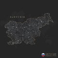 Slovenia map abstract geometric mesh polygonal light concept with black and white glowing contour lines countries and dots