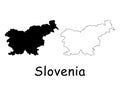 Slovenia Country Map. Black silhouette and outline isolated on white background. EPS Vector