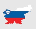 Slovenia Flag Map. Map of the Republic of Slovenia with the Slovene country banner. Vector Illustration