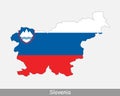 Slovenia Flag Map. Map of the Republic of Slovenia with the Slovene national flag isolated on a white background. Vector Illustrat