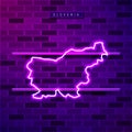 Slovenia map glowing purple neon lamp sign