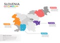 Slovenia map infographics vector template with regions and pointer marks