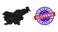 Slovenia Map Polygonal Mesh and Scratched Bicolor Watermark