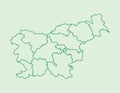 Slovenia map vector with statistical regions using green borders on light background illustration