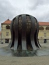 Slovenia, Maribor, Trg Svobode Square statue with old castle