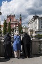 Ljubljana, muslim, women, woman, islam, Slovenia, Europe, Franciscan Church of the Annunciation, PreÃÂ¡eren Square