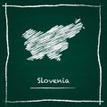 Slovenia outline vector map hand drawn with chalk.