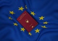 Slovenia passport with European flag