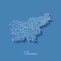 Slovenia region map: blue with white outline and.
