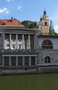 Ljubljana, skyline, Ljubljanica, river, Slovenia, Europe, panoramic view, canal