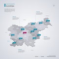 Slovenia vector map with infographic elements, pointer marks