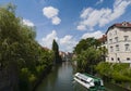 Ljubljana, Slovenia, Europe, skyline, canal, river, cruise, tourist boat, Ljubljanica Royalty Free Stock Photo