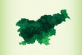 Slovenia watercolor map vector illustration of green color on light background using paint brush in paper page