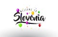 Slovenia Welcome to Text with Colorful Balloons and Stars Design