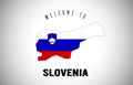 Slovenia Welcome to Text and Country flag inside Country border Map Vector Design