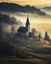 Slovenian church in the middle of a field