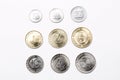 Slovenian coins on a white background