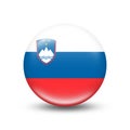 Slovenian country flag in sphere with white shadow