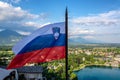 Slovenian Flag in Bled Royalty Free Stock Photo