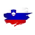 Slovenian flag. Vector illustration on white background. Brush strokes Royalty Free Stock Photo
