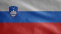 Slovenian flag waving in the wind. Close up of Slovenia banner blowing soft silk