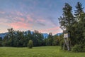 Slovenian landscape with hunting tower Royalty Free Stock Photo