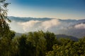 Slovenian mountains covered by fog Royalty Free Stock Photo