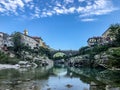 Slovenian town trough rocks and water